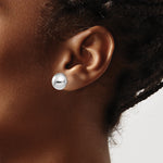 Gold Polished Button Post Earrings - 14k White Gold / 12 mm