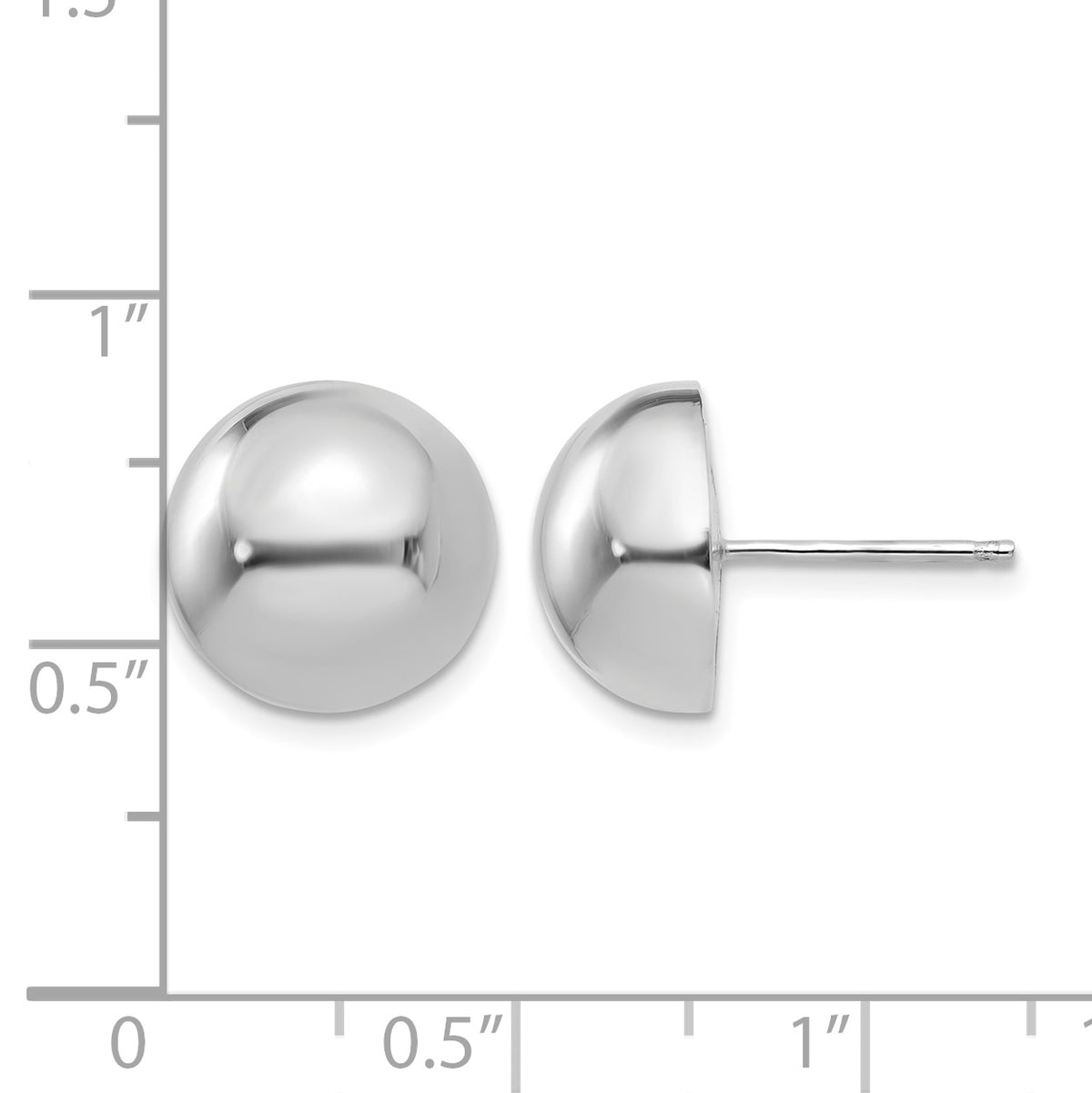 Gold Polished Button Post Earrings - 14k White Gold / 12 mm