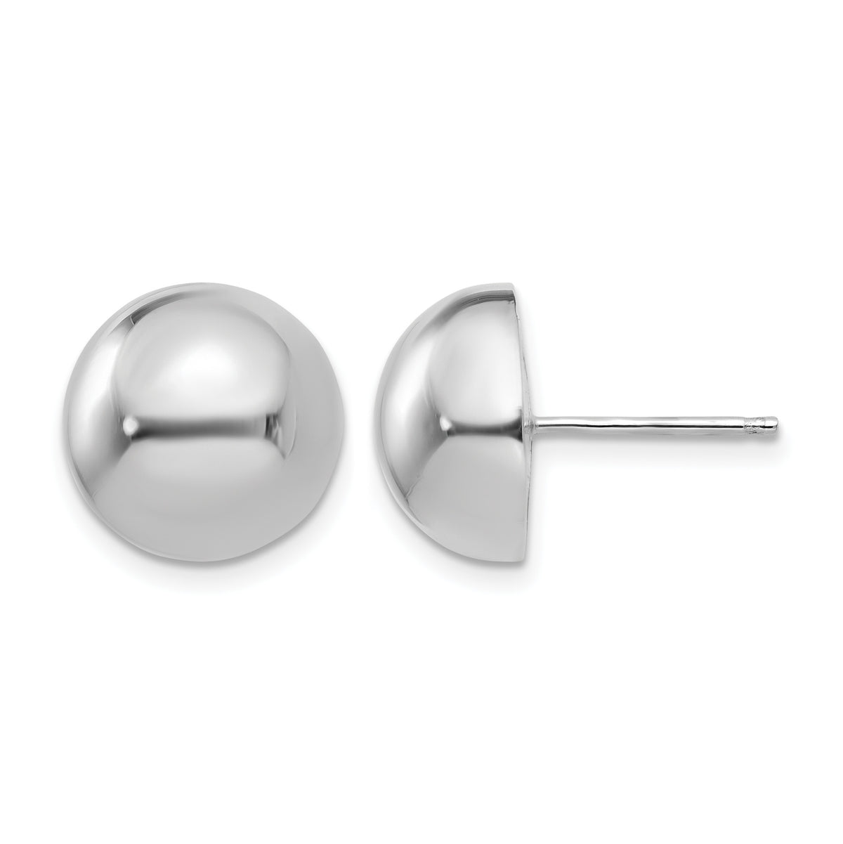 Gold Polished Button Post Earrings - 14k White Gold / 12 mm