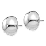 Gold Polished Button Post Earrings - 14k White Gold / 16 mm