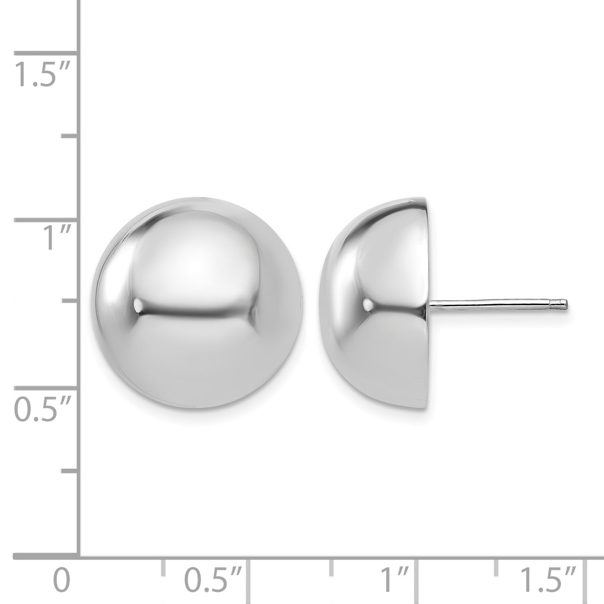 Gold Polished Button Post Earrings - 14k White Gold / 16 mm