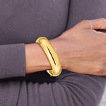 Gold High Polished Hinged Bangle - 14k Yellow Gold / 17 mm / 7 in