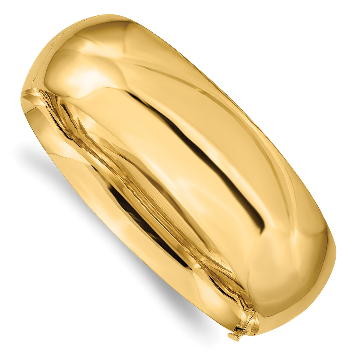 Gold High Polished Hinged Bangle - 14k Yellow Gold / 20 mm / 7 in