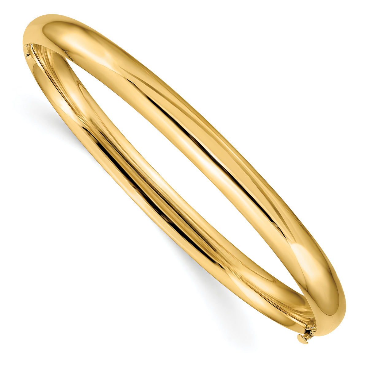 Gold High Polished Hinged Bangle - 14k Yellow Gold / 6 mm / 7 in