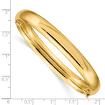 Gold High Polished Hinged Bangle - 14k Yellow Gold / 8 mm / 7 in