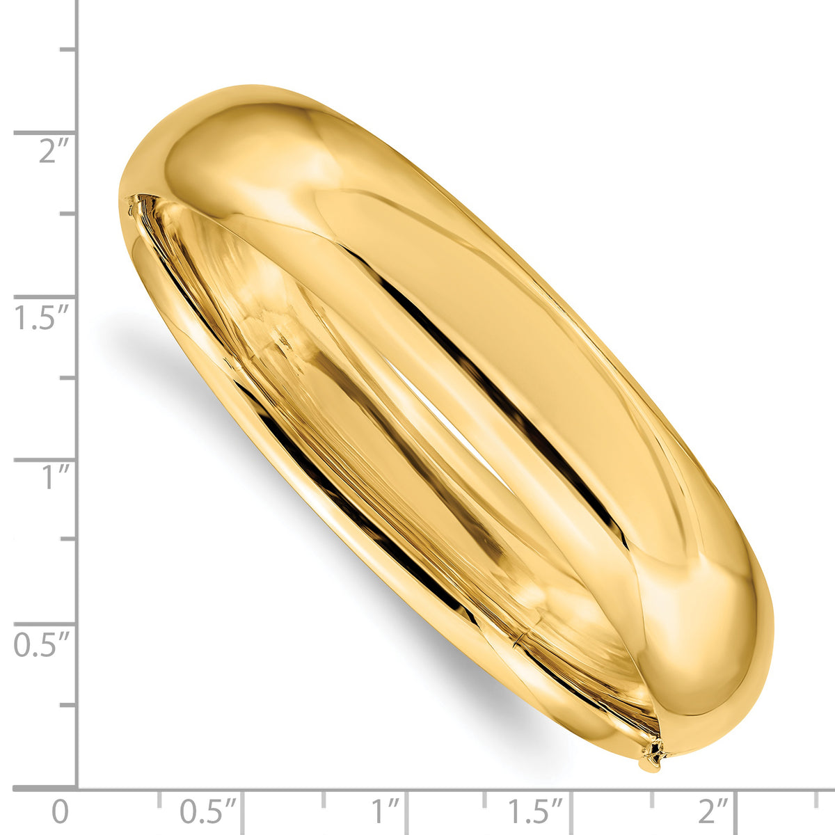 Gold High Polished Hinged Bangle - 14k Yellow Gold / 14.5 mm / 7 in