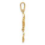 14k Yellow Gold Polished Double Butterfly Dangle Charm Pendant, view 2