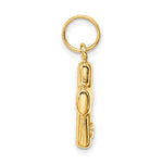 14k Yellow Gold Puffed Cross Charm, view 2