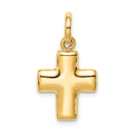 14k Yellow Gold Puffed Cross Charm