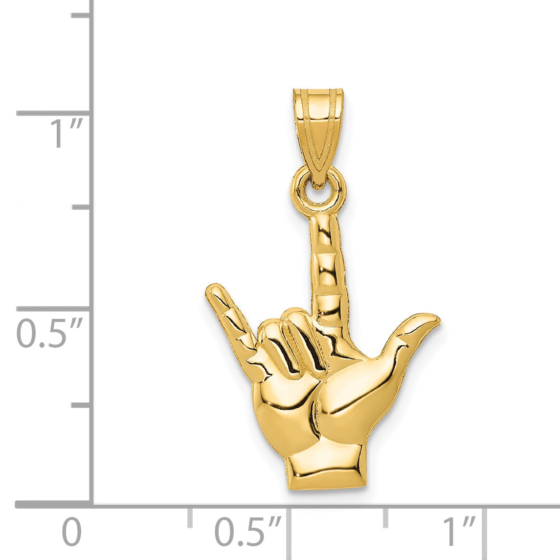 14k Polished I Love You Hand/Sign Language Charm