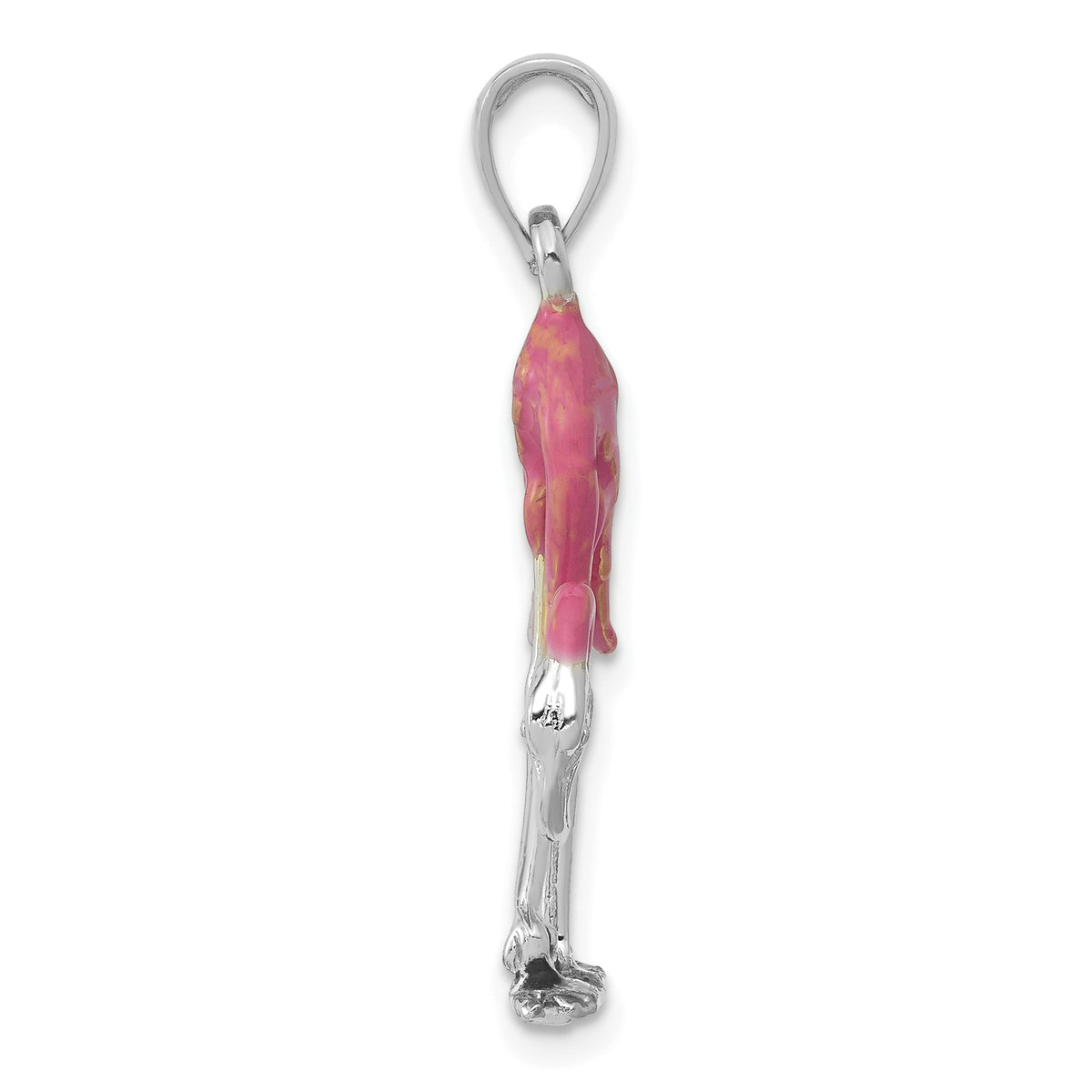 Gold Polished Flamingo Pendant - 14k White Gold / 17 x 25 mm