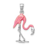 Gold Polished Flamingo Pendant - 14k White Gold / 17 x 25 mm