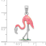 Gold Polished Flamingo Pendant - 14k White Gold / 17 x 25 mm