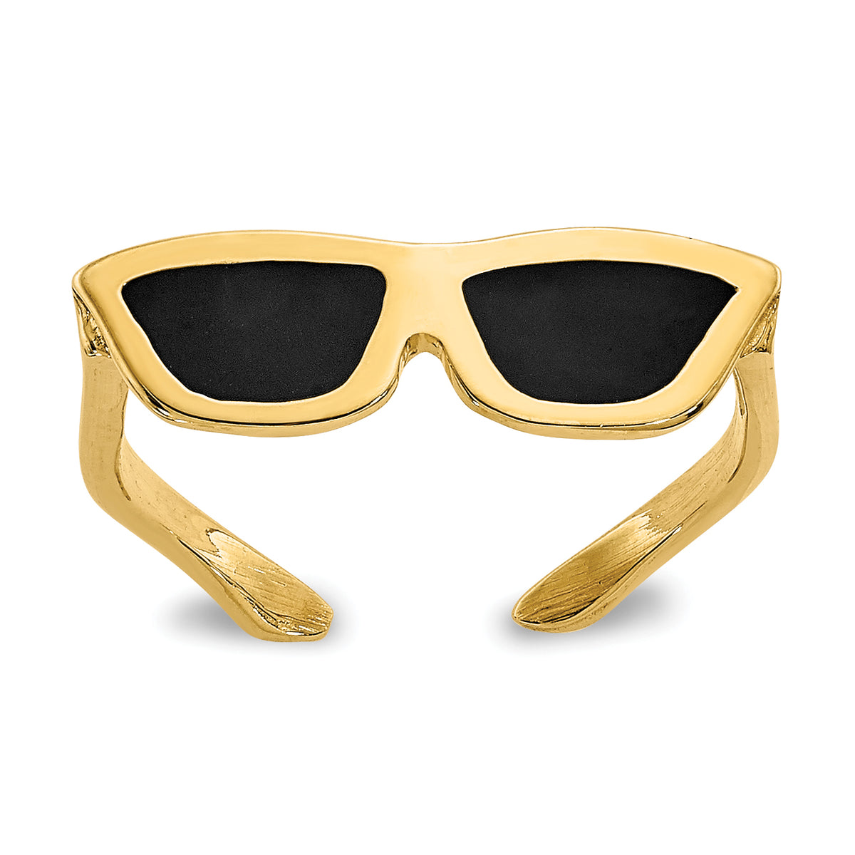 14k Yellow Gold Black Enameled Sunglasses Toe Ring