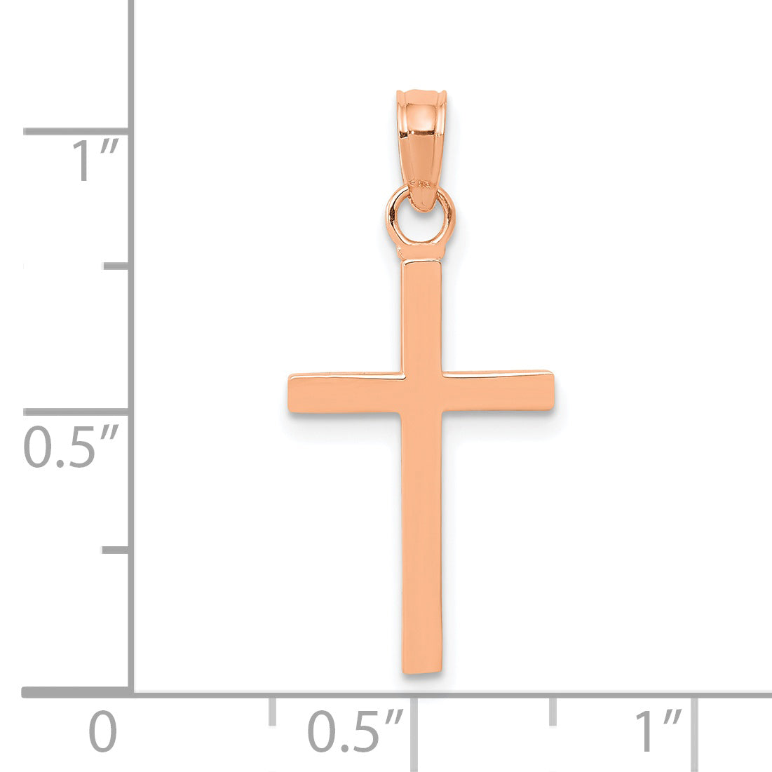 Gold Polished Latin Pendant - 14k Rose Gold / 11 x 18.7 mm / 23.7x11mm