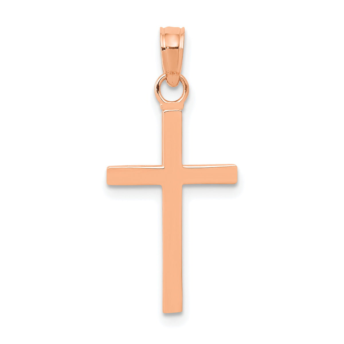 Gold Polished Latin Pendant - 14k Rose Gold / 11 x 18.7 mm / 23.7x11mm