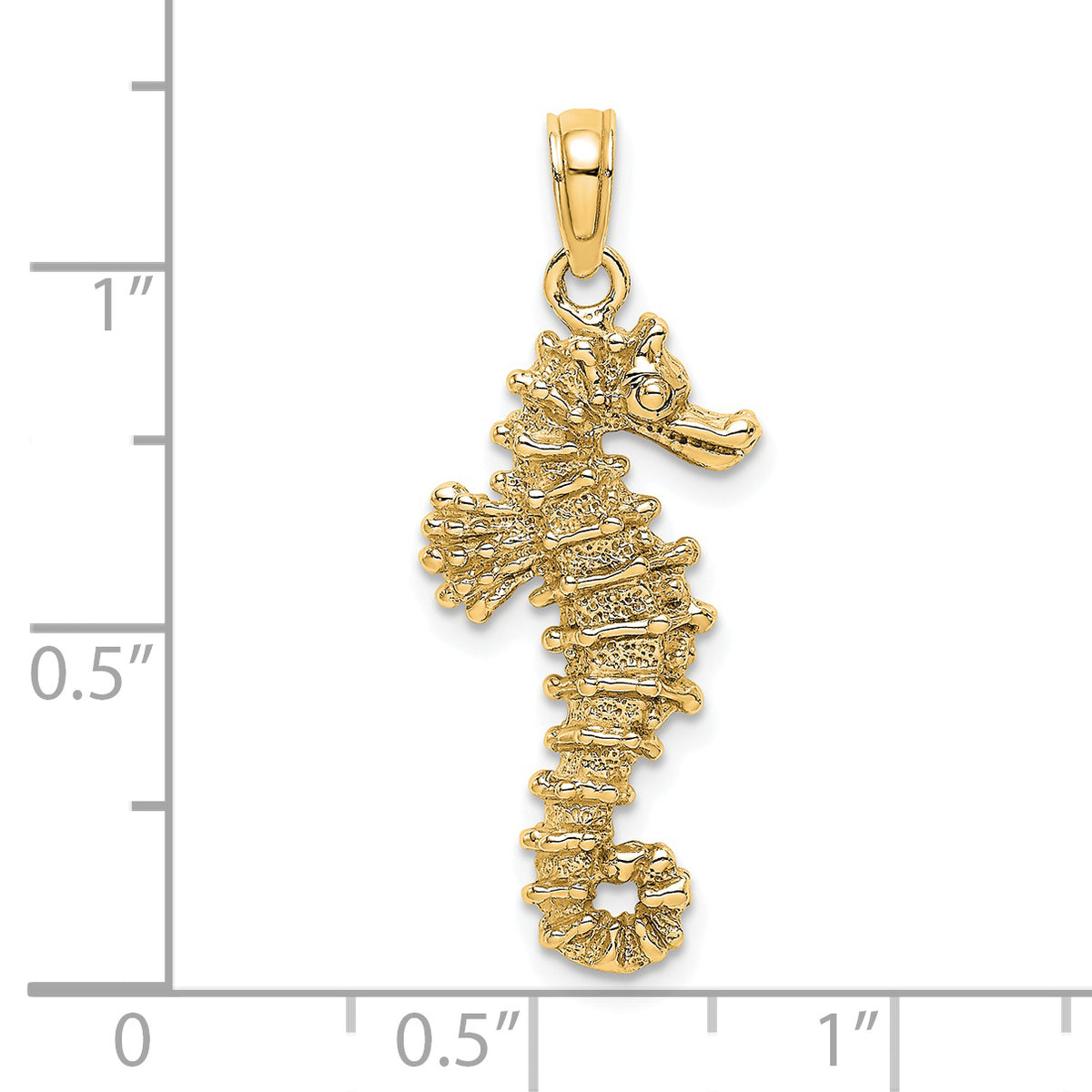 Gold Polished Seahorse Pendant - 14k Yellow Gold / 11.5 x 25 mm