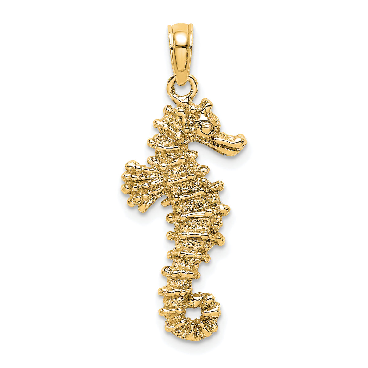 Gold Polished Seahorse Pendant - 14k Yellow Gold / 11.5 x 25 mm