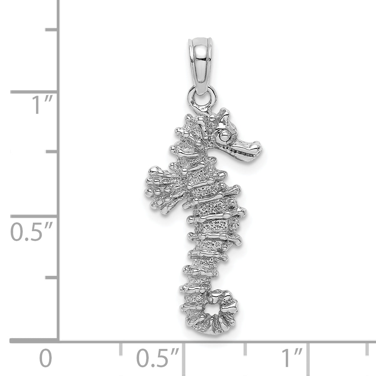 Gold Polished Seahorse Pendant - 14k White Gold / 11.5 x 25 mm
