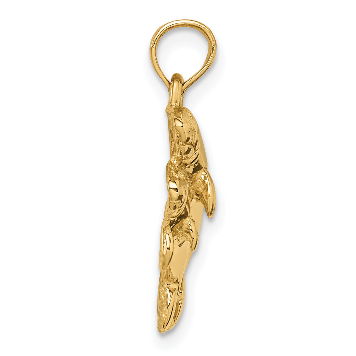14k Gold Polished Double Manatee Pendant, view 2 - 14k Yellow Gold