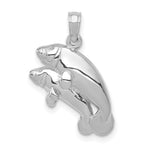 14k Gold Polished Double Manatee Pendant - 14k White Gold