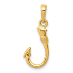 Gold Polished Fish Hook Pendant - 14k Yellow Gold / 8 x 18 mm
