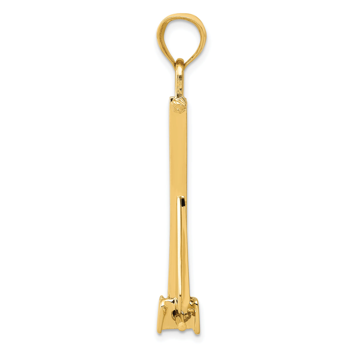 14k Yellow Gold 3-D Fluke-Style Anchor with Moveable Fins Pendant, view 2