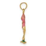 Gold Polished Flamingo Pendant - 14k Yellow Gold / 11 x 20 mm