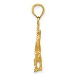 Satin Diamond-cut Eagle Pendant - 14k Yellow Gold