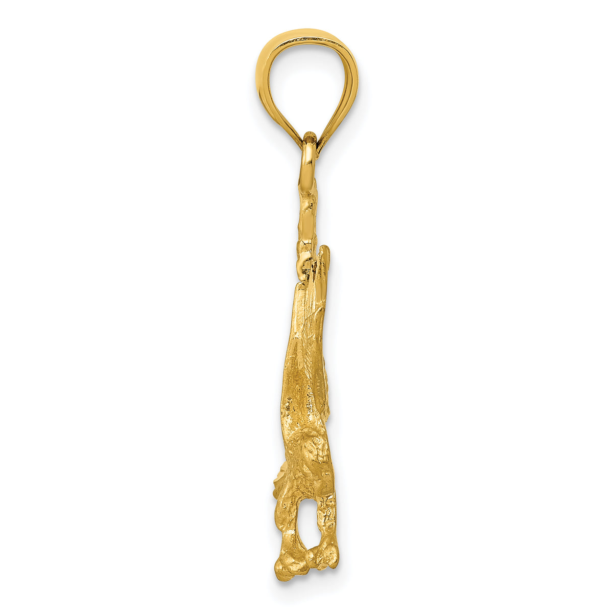 Satin Diamond-cut Eagle Pendant - 14k Yellow Gold
