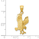 Satin Diamond-cut Eagle Pendant - 14k Yellow Gold