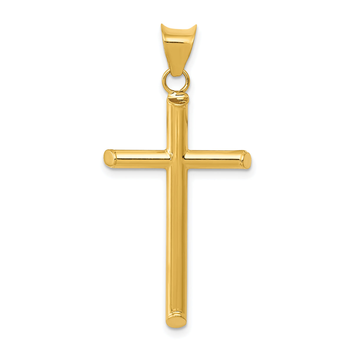 Polished Hollow Cross Pendant - 14k Yellow Gold / Polished, 3D / N/A, 34x16mm