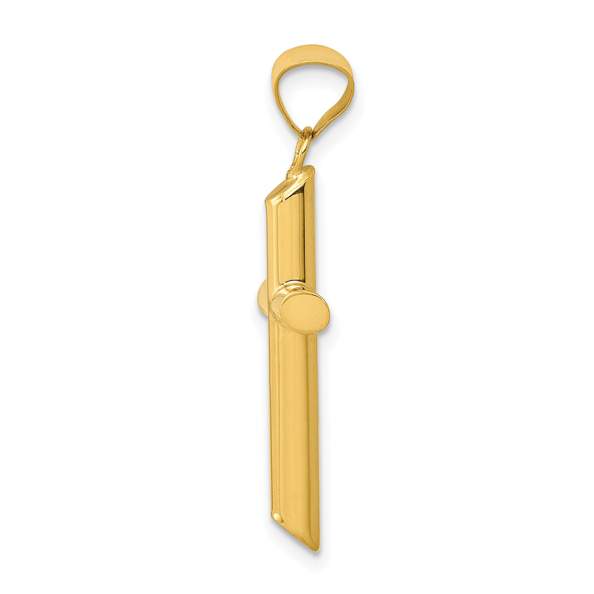 Polished Hollow Cross Pendant - 14k Yellow Gold / Polished, 3D / N/A, 33x17mm