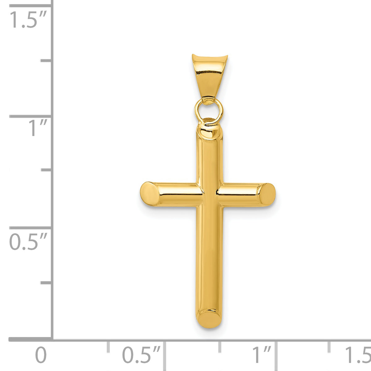 Polished Hollow Cross Pendant - 14k Yellow Gold / Polished, 3D / N/A, 33x17mm