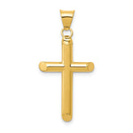 Polished Hollow Cross Pendant - 14k Yellow Gold / Polished, 3D / N/A, 33x17mm