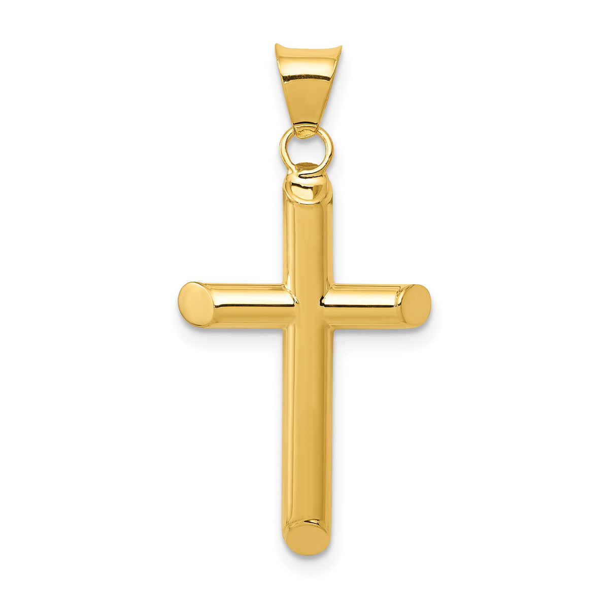 Polished Hollow Cross Pendant - 14k Yellow Gold / Polished, 3D / N/A, 33x17mm