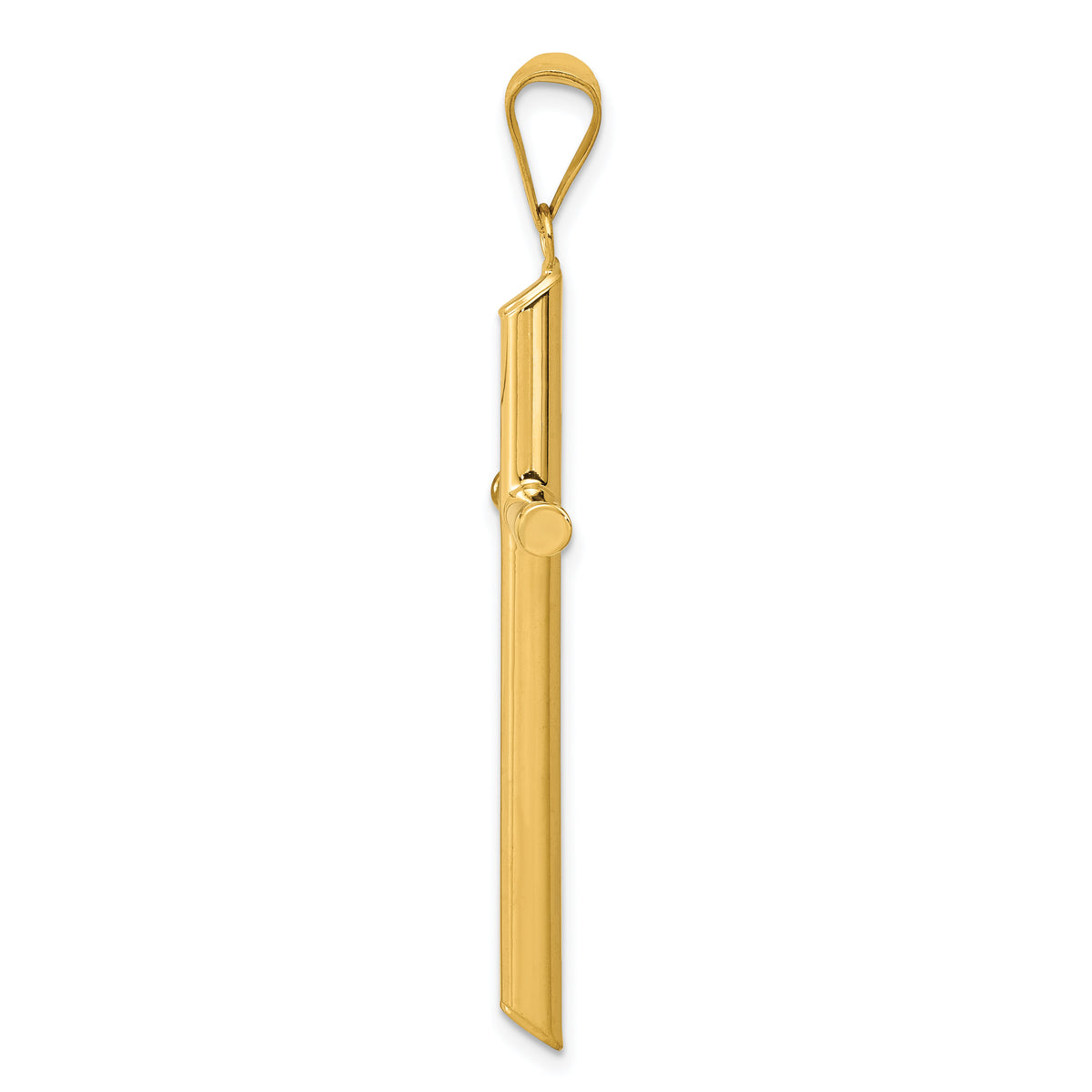 Polished Hollow Cross Pendant - 14k Yellow Gold / Polished, 3D / N/A, 45x25mm