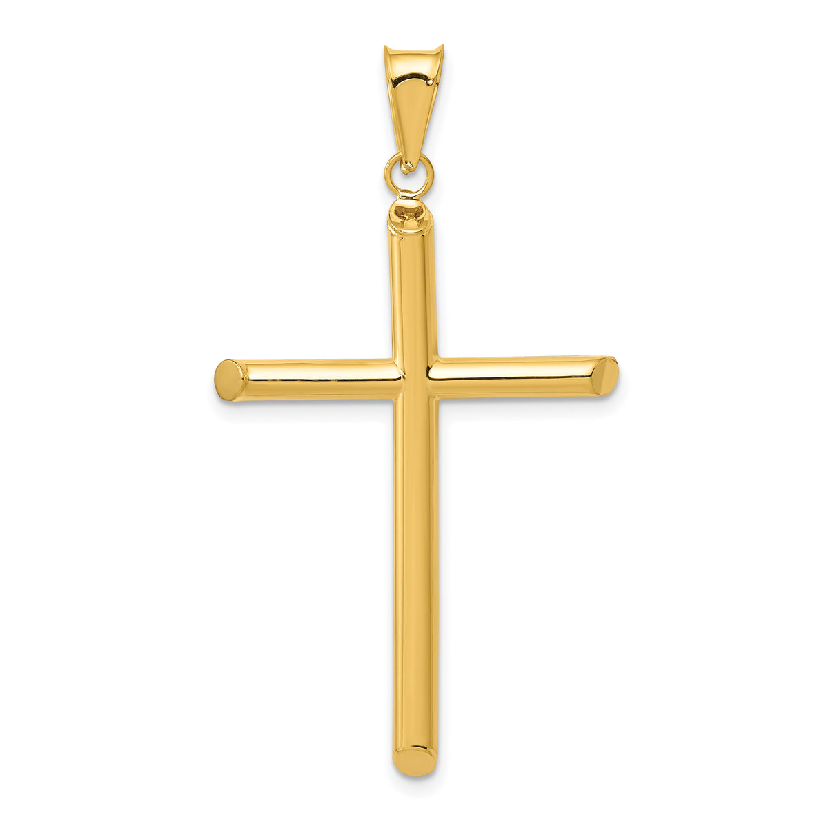 Polished Hollow Cross Pendant - 14k Yellow Gold / Polished, 3D / N/A, 45x25mm