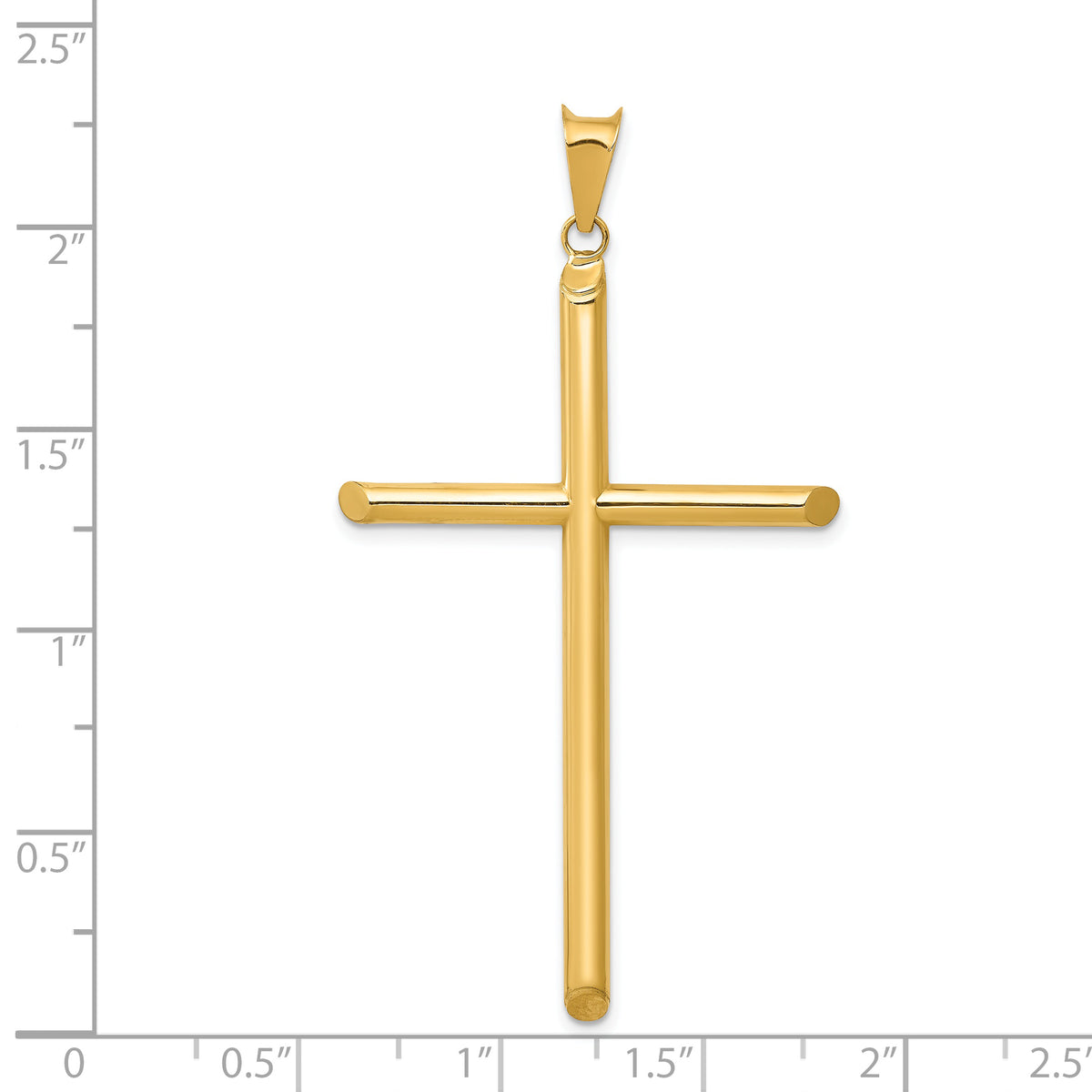 Polished Hollow Cross Pendant - 14k Yellow Gold / Polished, 3D / N/A, 58x32mm, Standard