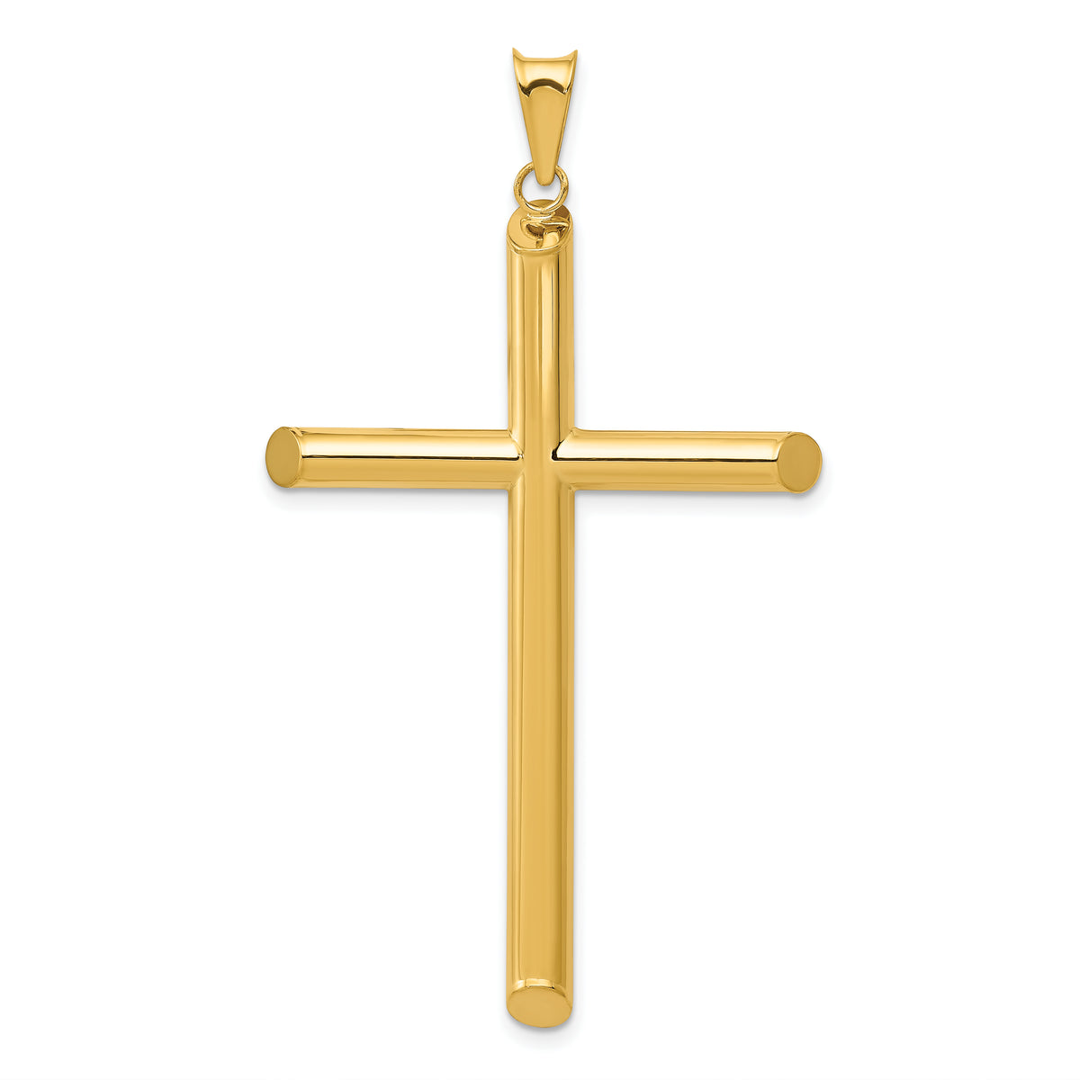 Polished Hollow Cross Pendant - 14k Yellow Gold / Polished, 3D / N/A, 58x32mm, Large