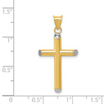 Polished Hollow Cross Pendant - 14k Gold with White Rhodium / Polished, 3D / N/A, 34x16mm