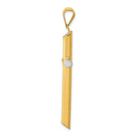 Polished Hollow Cross Pendant - 14k Gold with White Rhodium / Polished, 3D / N/A, 46x24mm