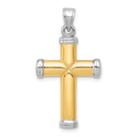 14k Two-Tone Gold Diamond-cut Reversible Latin Cross Pendant, view 3 - 18.5 x 30.5 mm