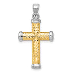 14k Two-Tone Gold Diamond-cut Reversible Latin Cross Pendant - 18.5 x 30.5 mm