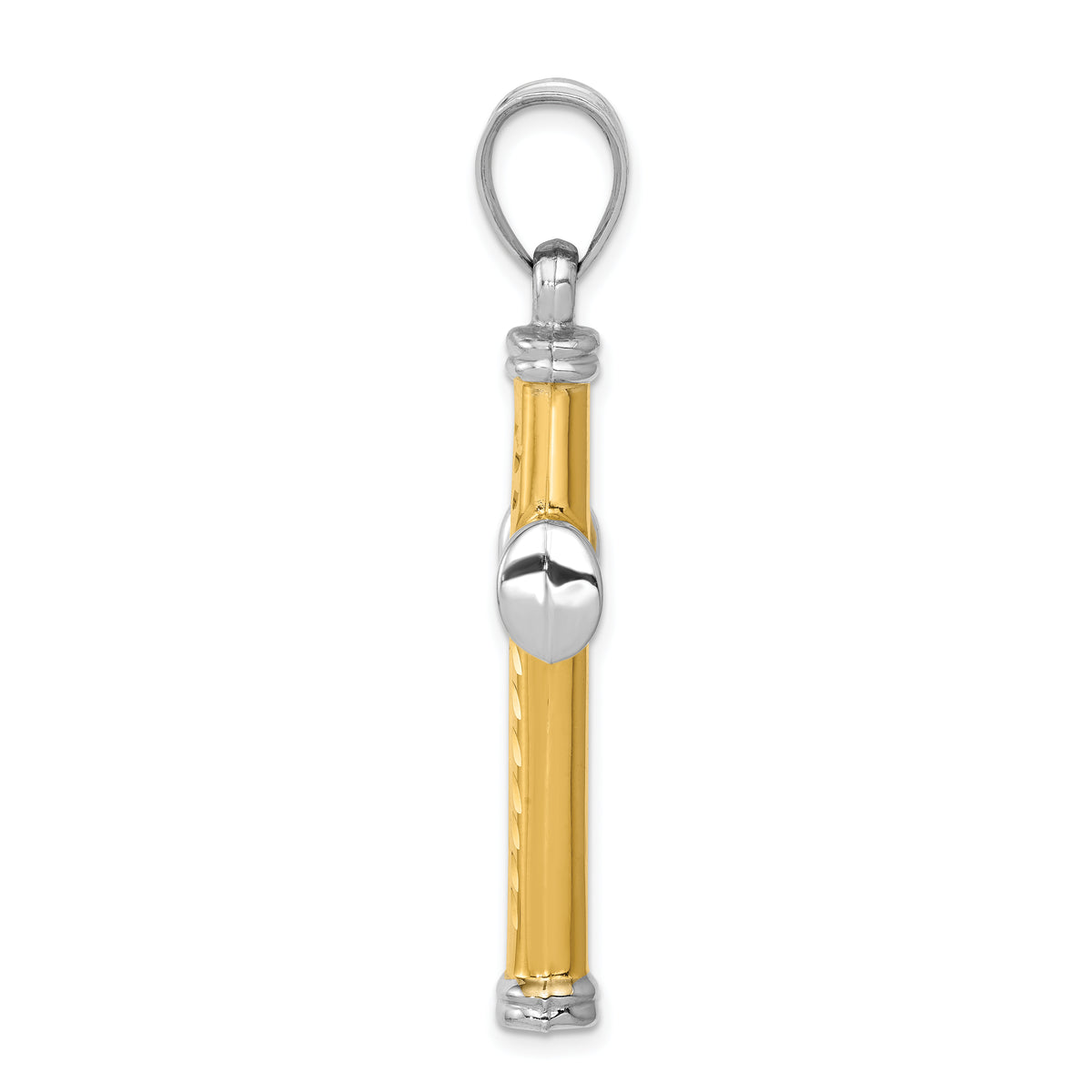 14k Two-Tone Gold Diamond-cut Reversible Latin Cross Pendant, view 2 - 25.5 x 40 mm