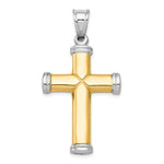 14k Two-Tone Gold Diamond-cut Reversible Latin Cross Pendant, view 3 - 25.5 x 40 mm