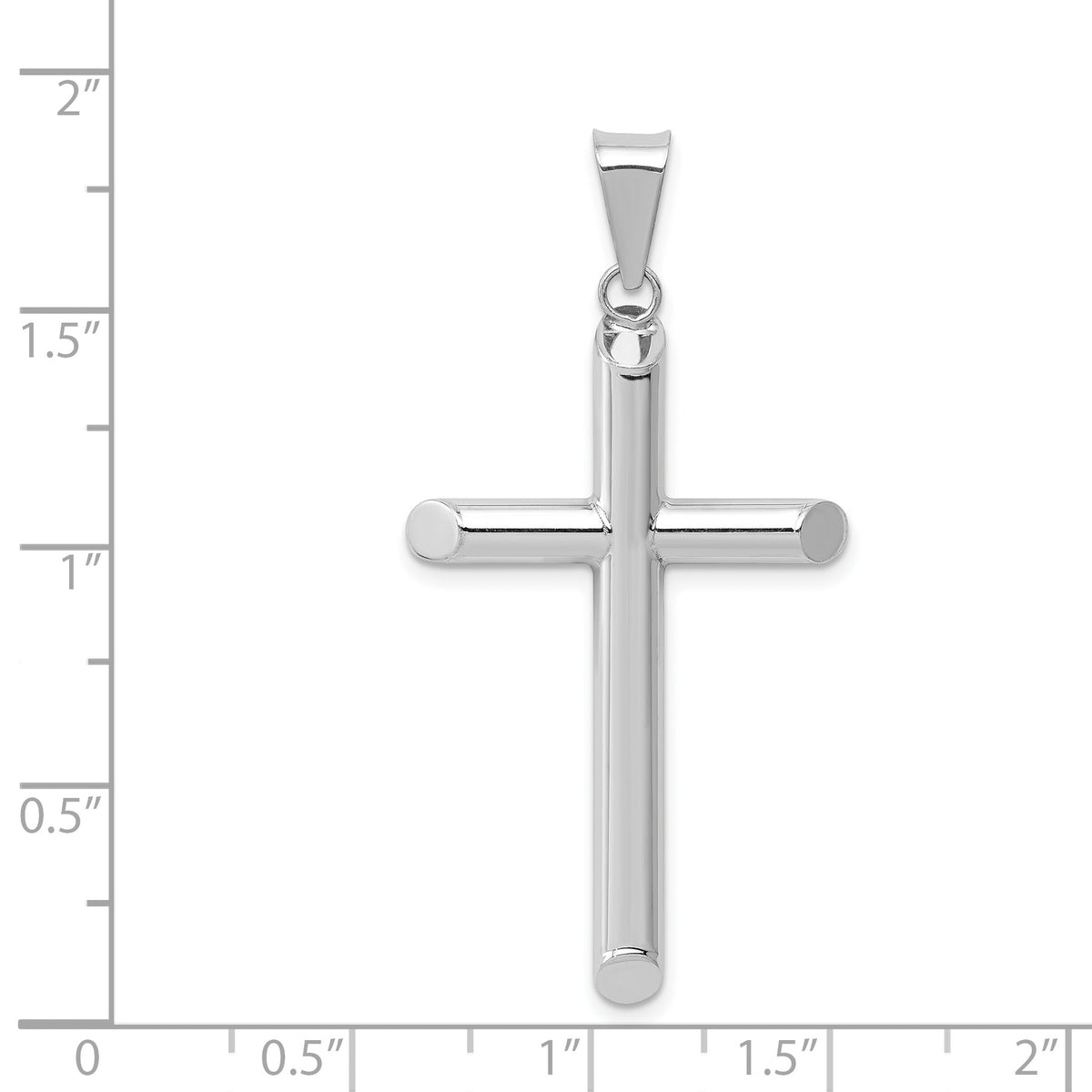 Polished Hollow Cross Pendant - 14k White Gold / Polished, 3D / N/A, 45x25mm