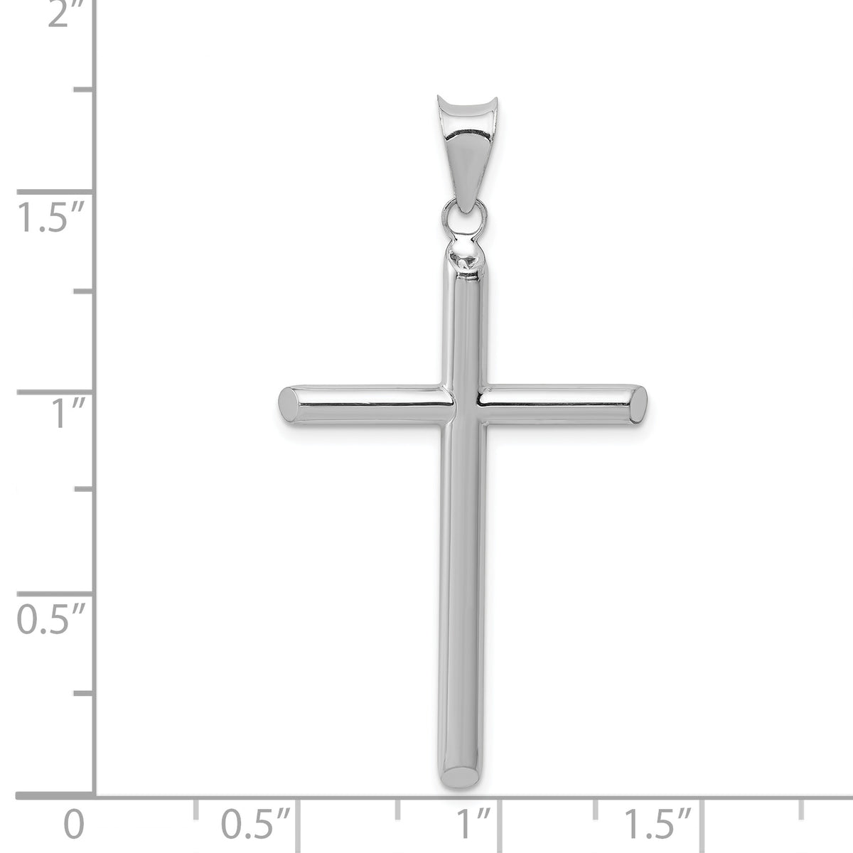 Polished Hollow Cross Pendant - 14k White Gold / Polished, Satin Back / N/A, 46x24mm