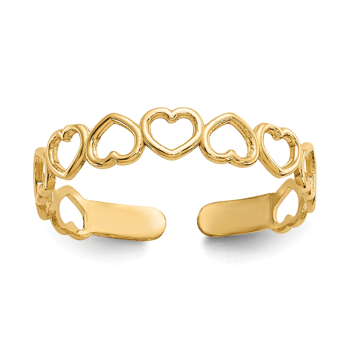 Gold Polished Heart Toe Ring - 14k Yellow Gold