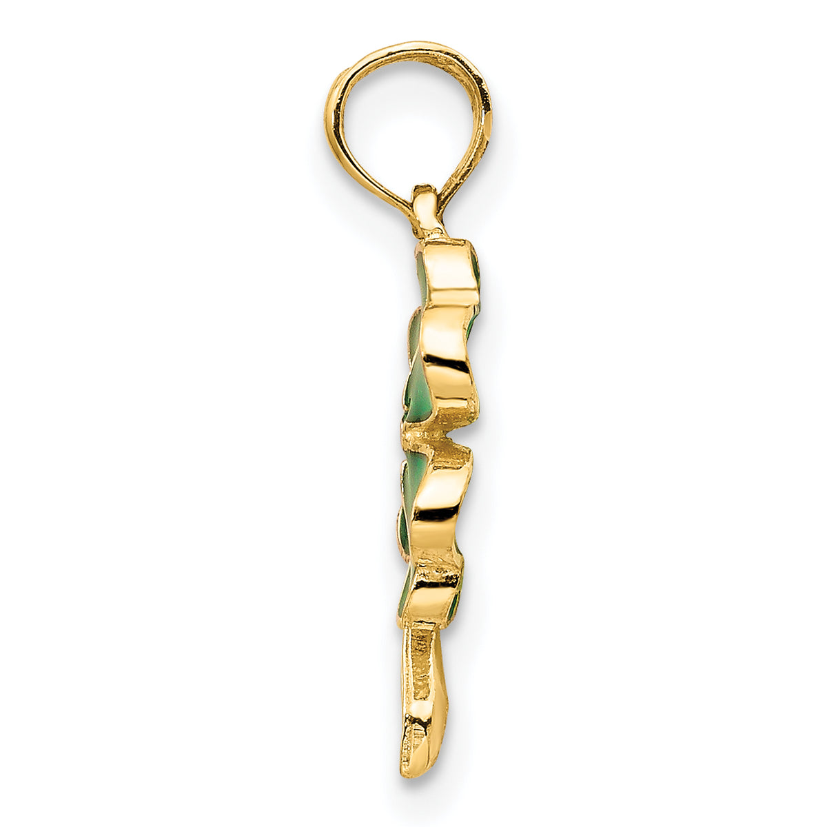 14K 4-Leaf Clover Enameled Pendant